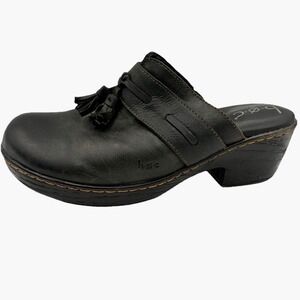 B.O.C. Born Concept Mules Clogs Elsbury Black Leather Tassel Women 9M Chunky